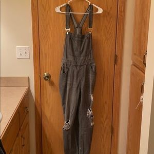 Distressed overalls